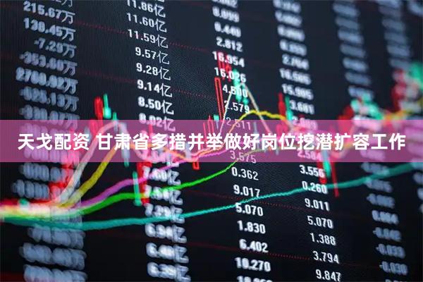 天戈配资 甘肃省多措并举做好岗位挖潜扩容工作